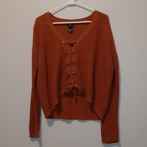 Cropped Front Tie Up Sweater